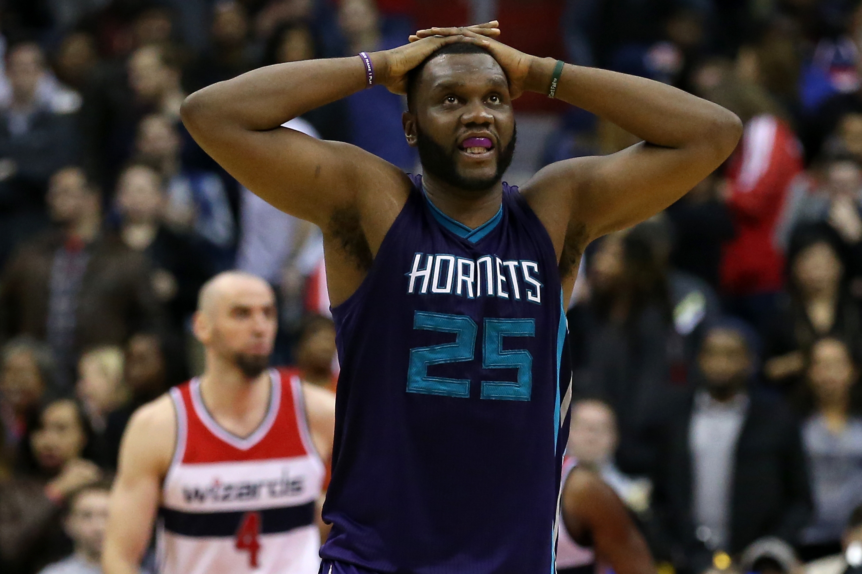 Al Jefferson tries to forget how good Popeye's is. (Patrick Smith/Getty Images)
