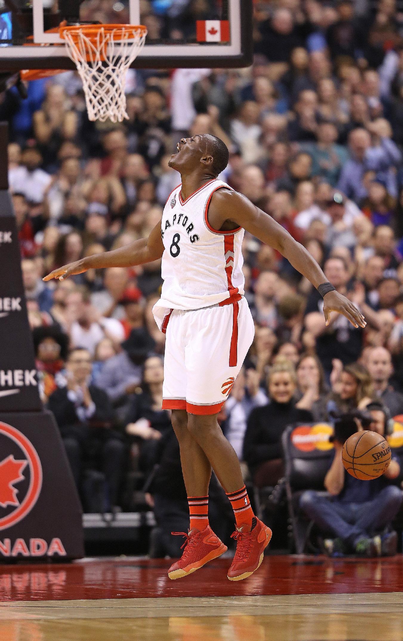 Toronto Raptors center Bismack Biyombo will have his hands full against the Cleveland Cavaliers' frontcourt. (Claus Andersen/Getty Images)