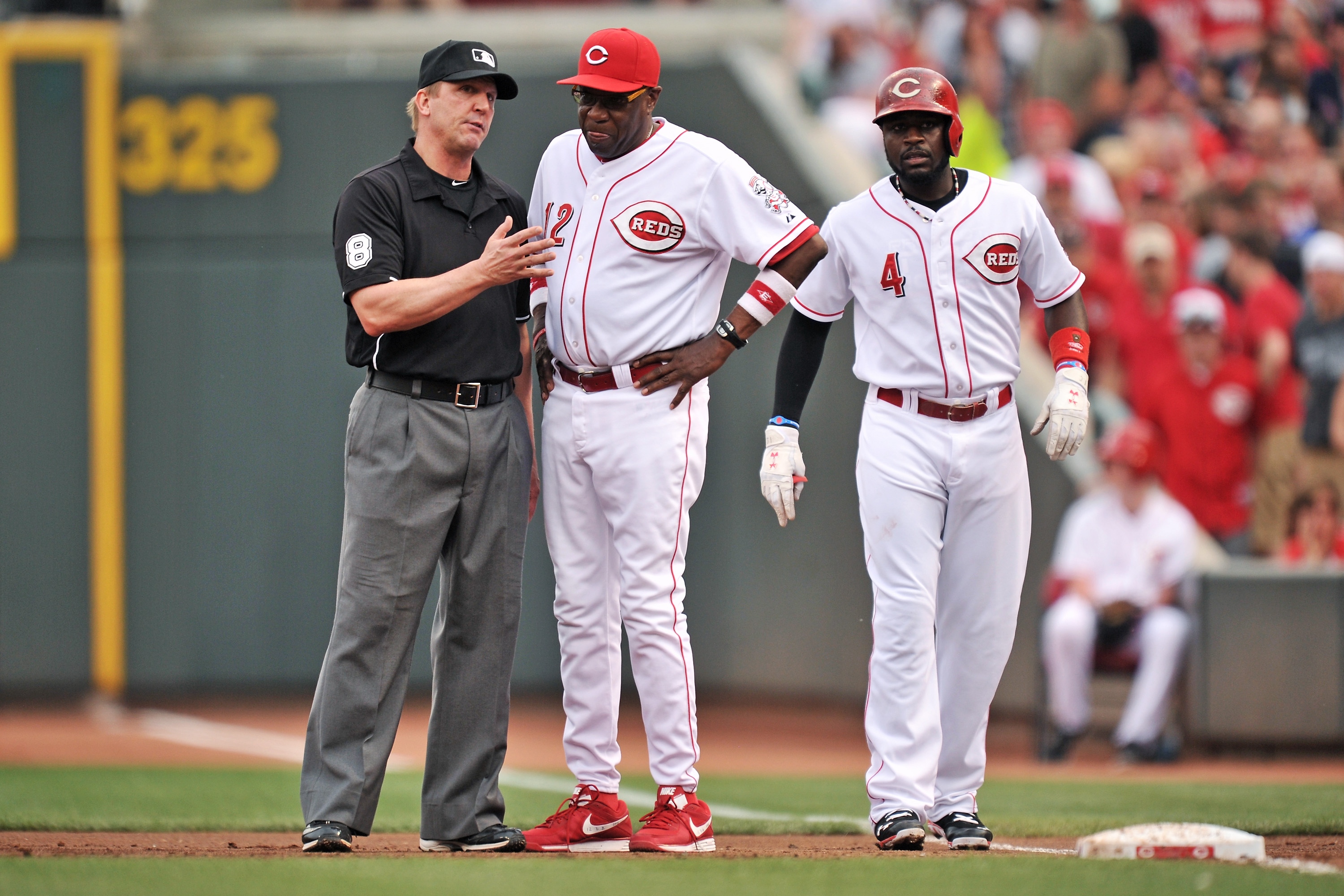 Dusty Baker and Brandon Phillips with the Reds. (Getty Images)