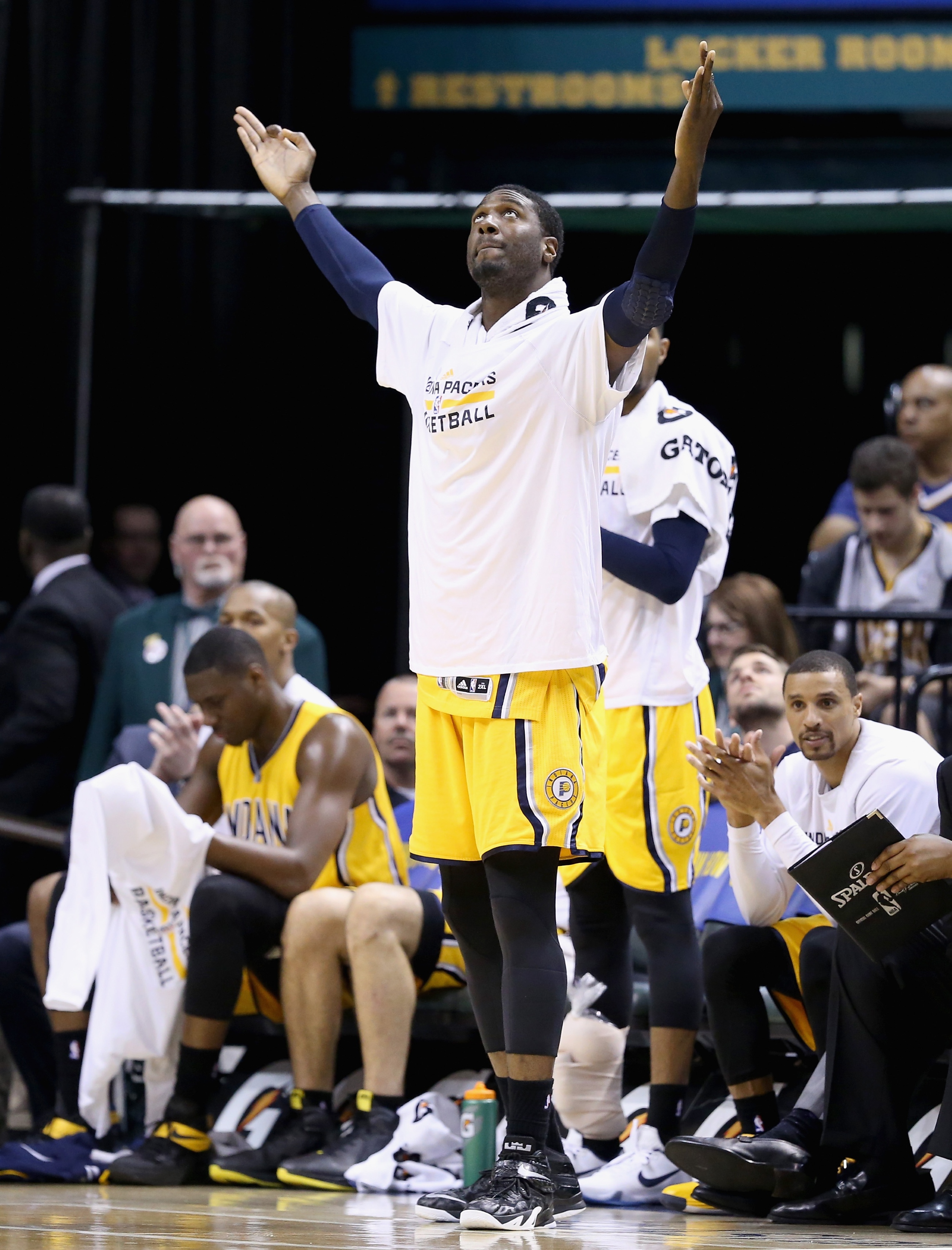 Roy Hibbert prepares to bathe in the sunlight of Southern California. (Andy Lyons/Getty Images)