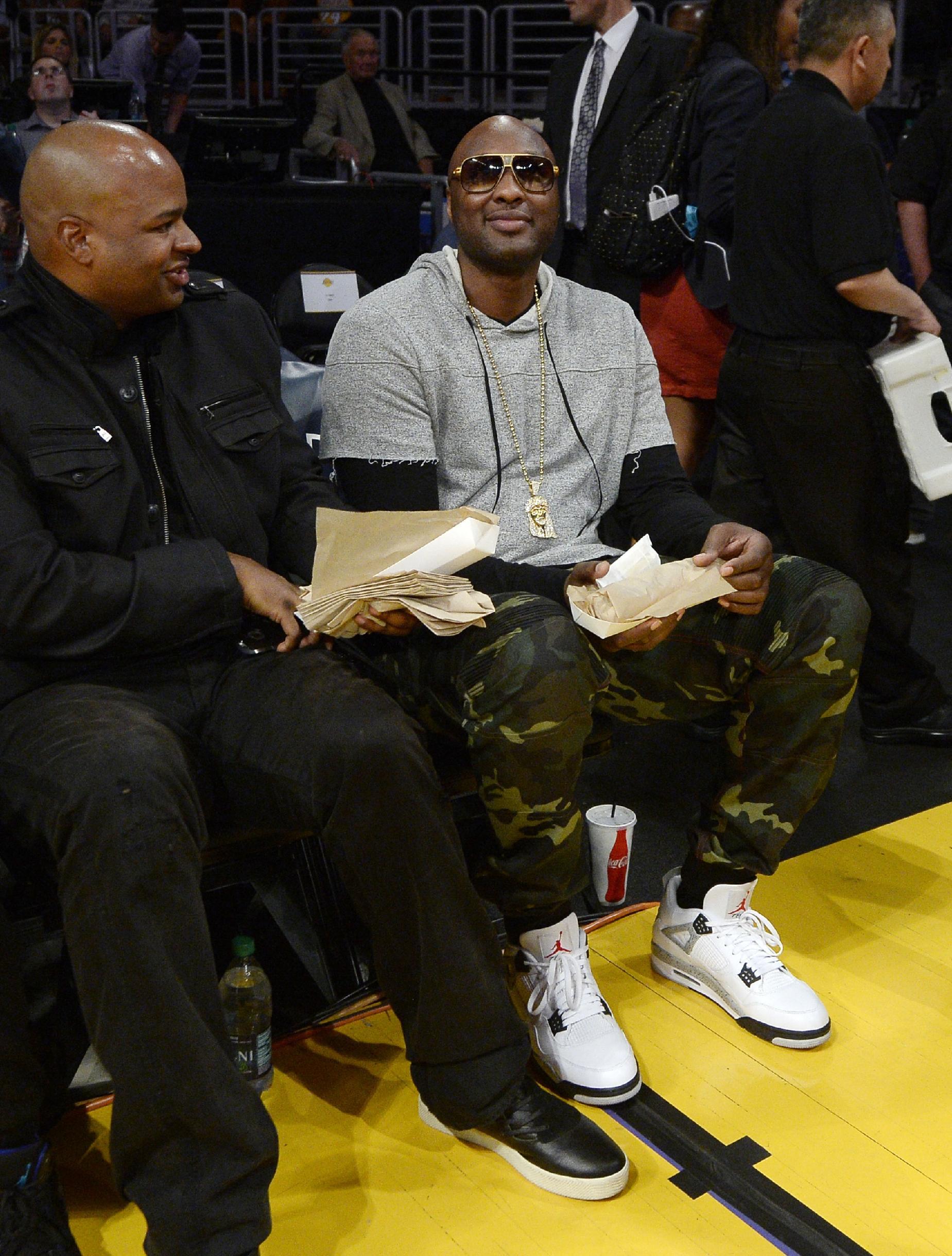 Lamar Odom attends a Miami Heat-L.A. Lakers game on March 30, 2016. (Kevork Djansezian/Getty Images)