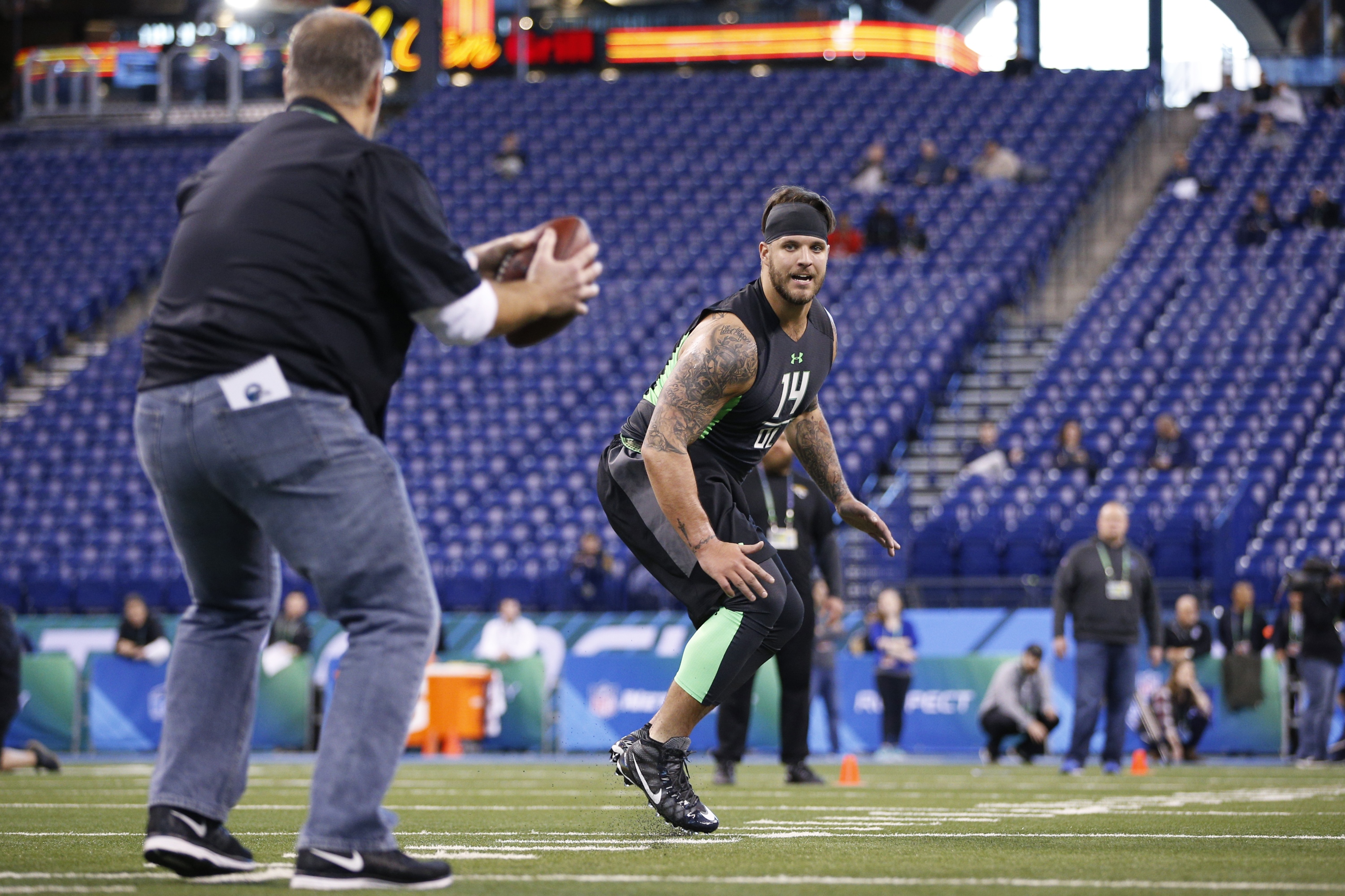 Ohio State OT Taylor Decker at the NFL Scouting Combine (Photo by Joe Robbins/Getty Images)