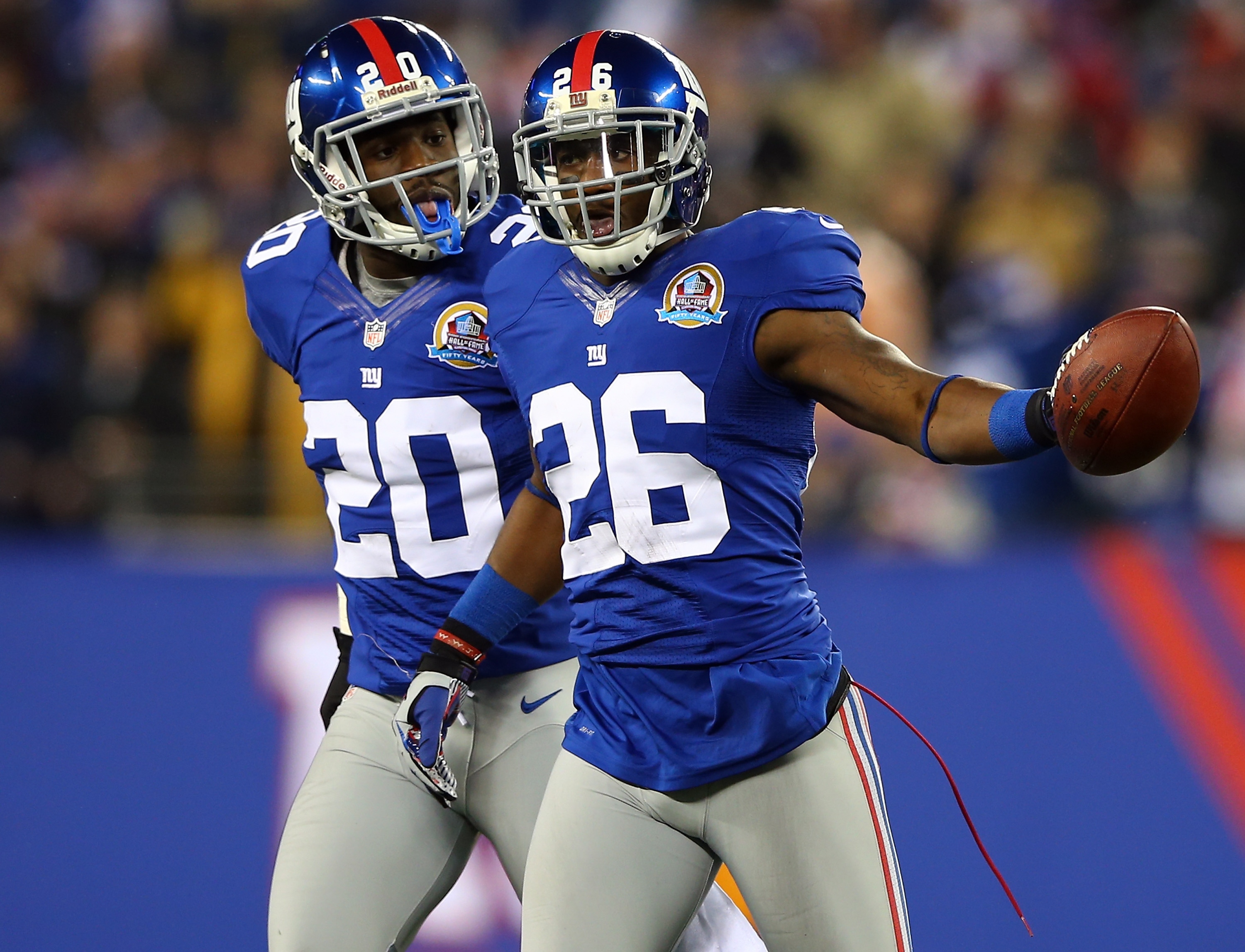 Antrel Rolle (26) and Prince Amukamara. (Getty)
