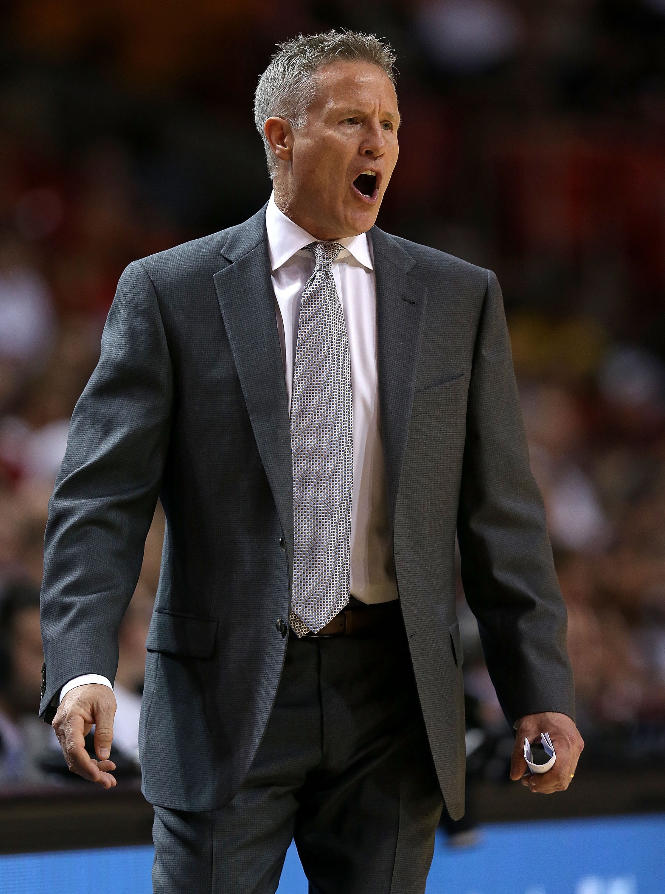 Brett Brown could really use a personal day at the spa. (Mike Ehrmann/Getty Images)