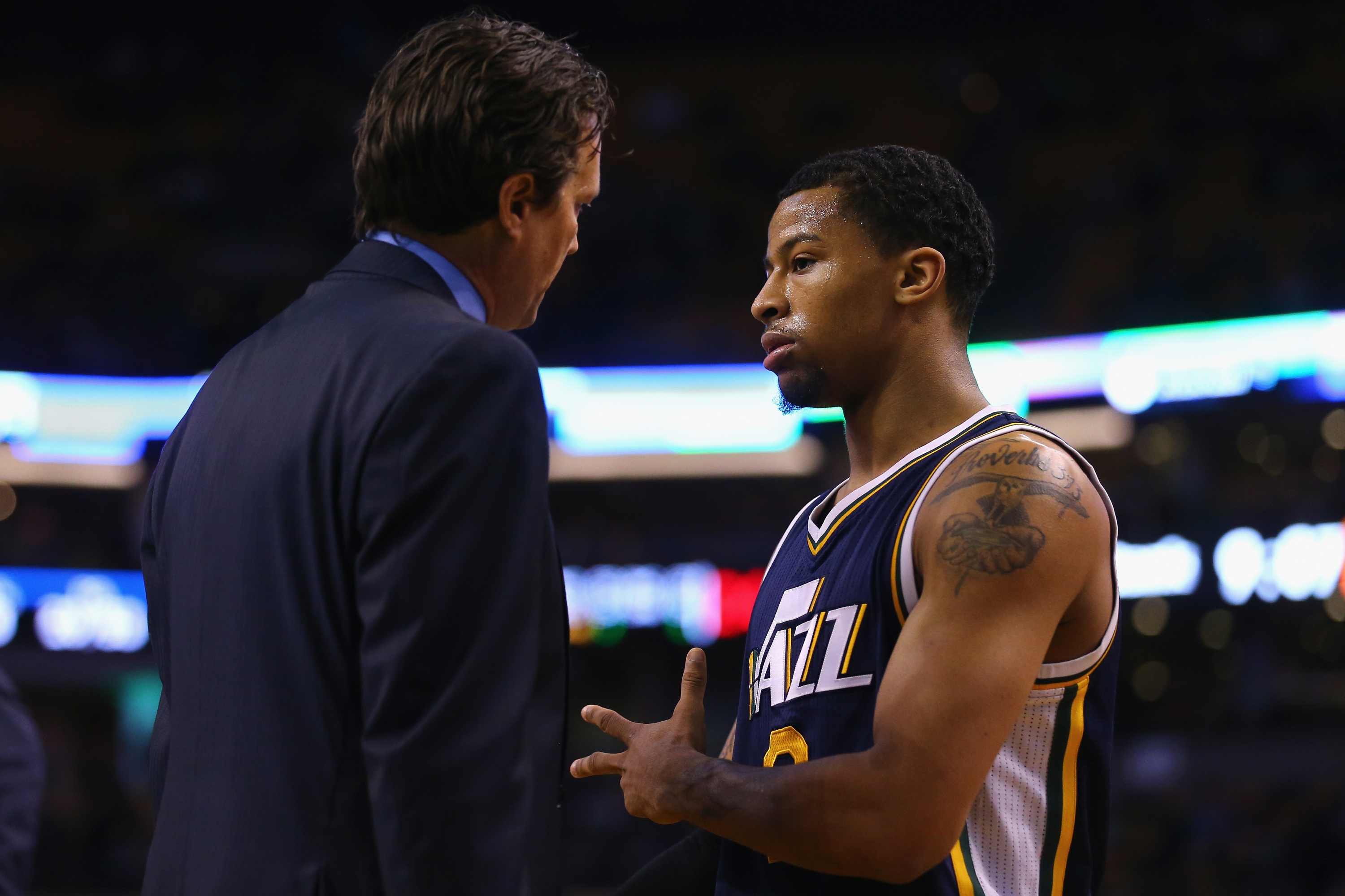 Jazz head coach Quin Snyder could have to turn back to former starter Trey Burke in Exum's absence. (Maddie Meyer/Getty)
