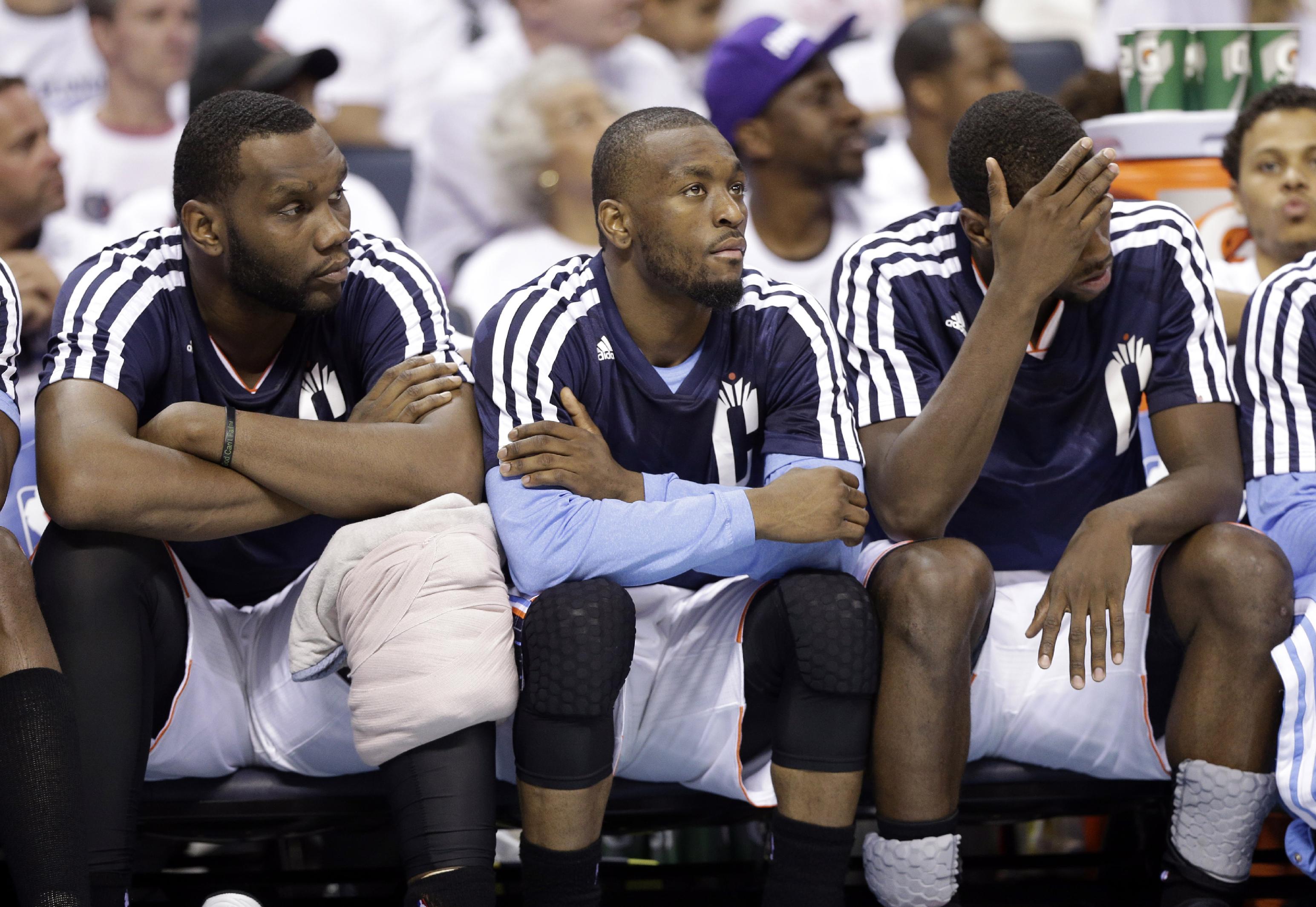 Will the Hornets be able to score when Al Jefferson (left) and Kemba Walker hit the bench? (AP/Chuck Burton)