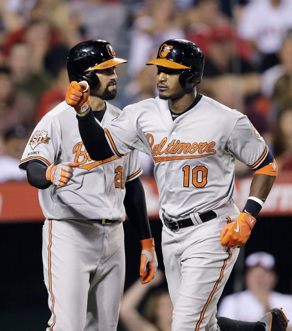 Nick Markakis, left, and Adam Jones played together since 2008. (AP)