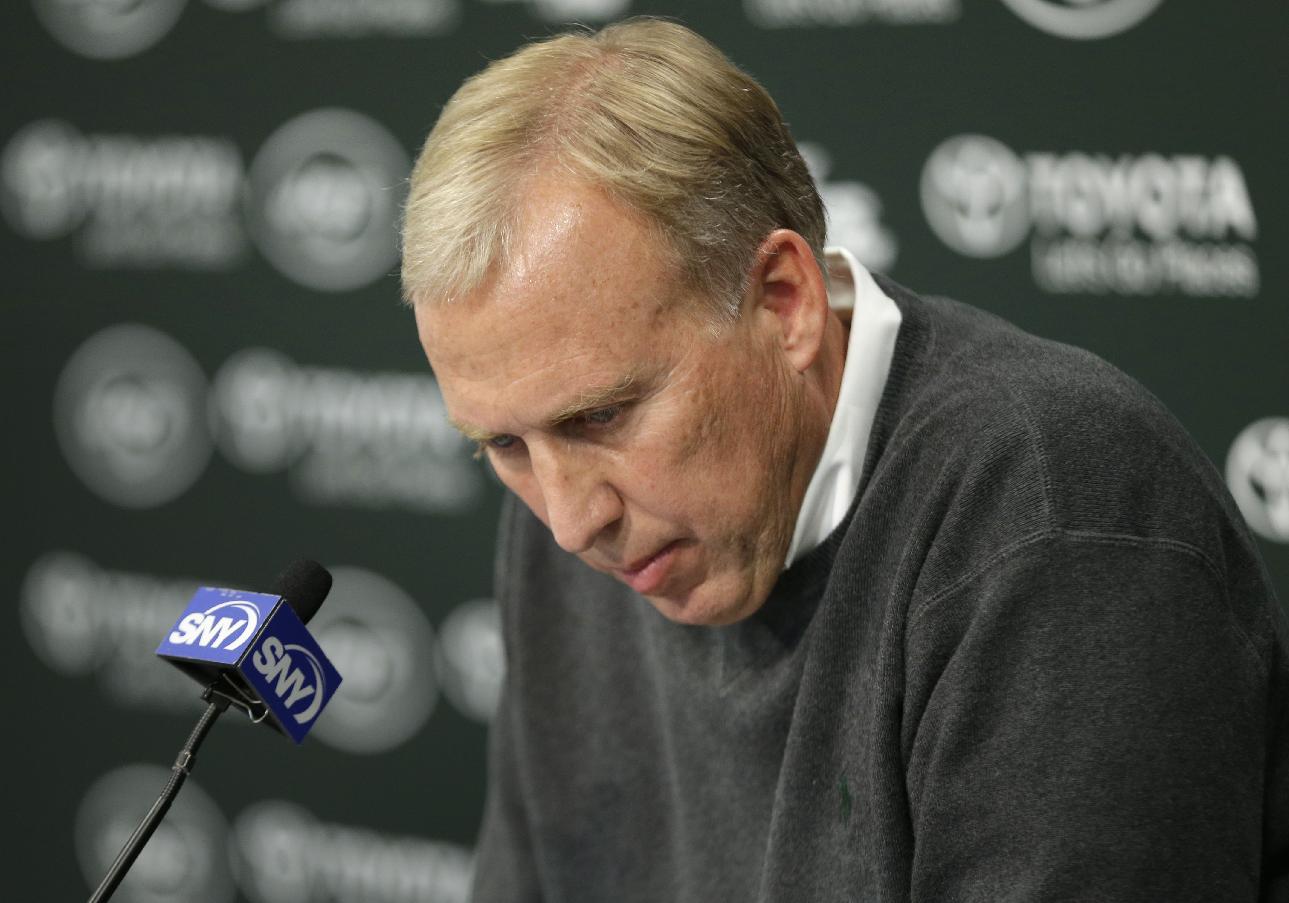 New York Jets general manager John Idzik speaks during a news conference in Florham Park, N.J., Monday, Oct. 27, 2014. (AP Photo/Seth Wenig)