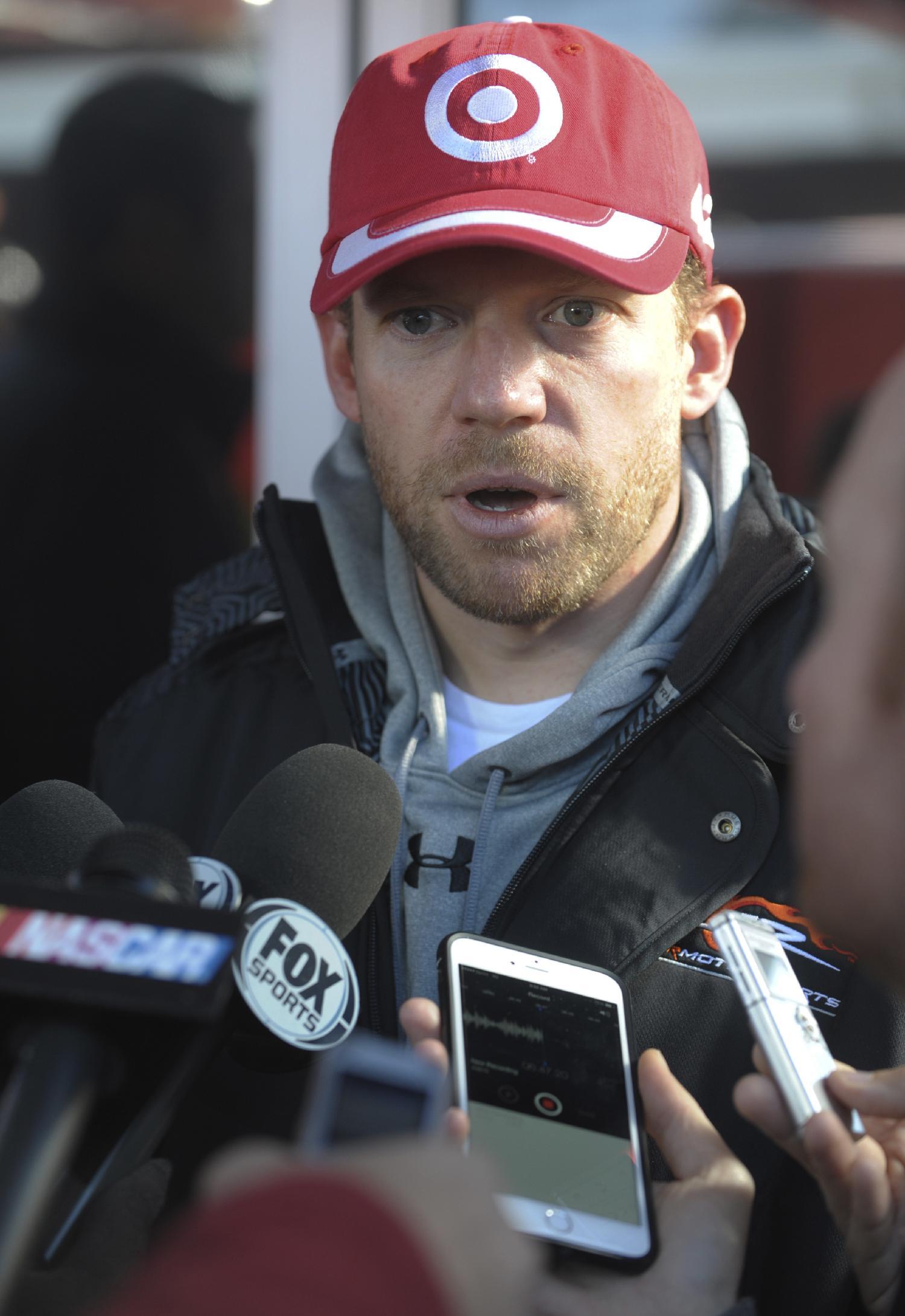 Regan Smith, meeting the media before he drove for Kyle Larson in 2015. (AP)