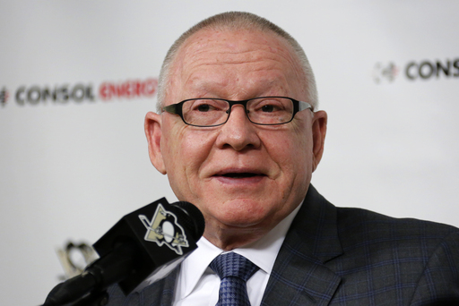 Pittsburgh Penguins General Manager Jim Rutherford gives his assessment of the Penguins recently ended playoff hockey season during a press conference at Consol Energy Center in Pittsburgh Tuesday, April 28, 2015. (AP Photo/Gene J. Puskar)