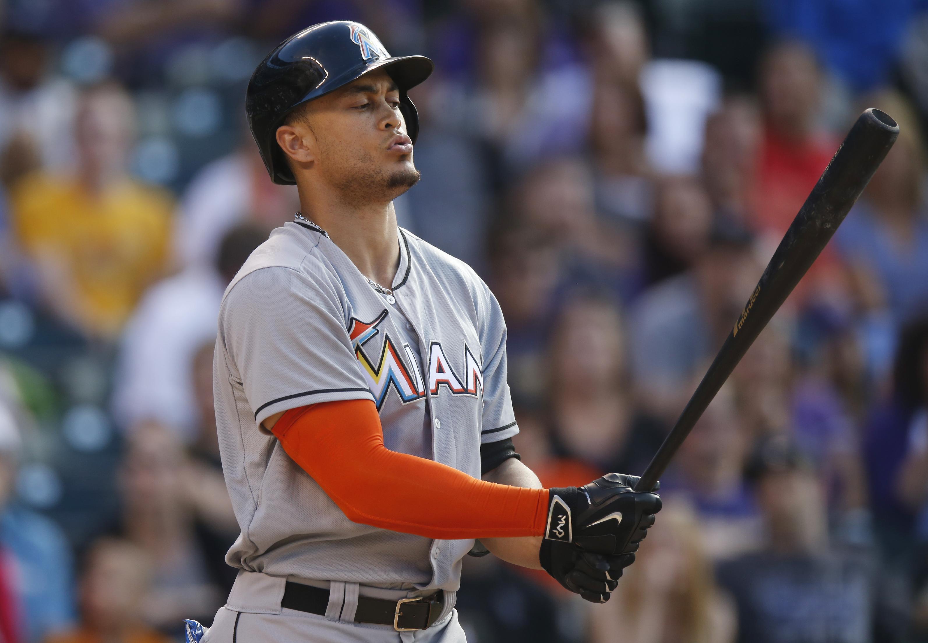 Giancarlo Stanton is now a home run hitting machine for the Miami Marlins. (AP)