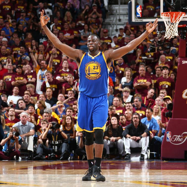 Draymond Green celebrates, defiantly. (Nathaniel S. Butler/NBAE/Getty Images)