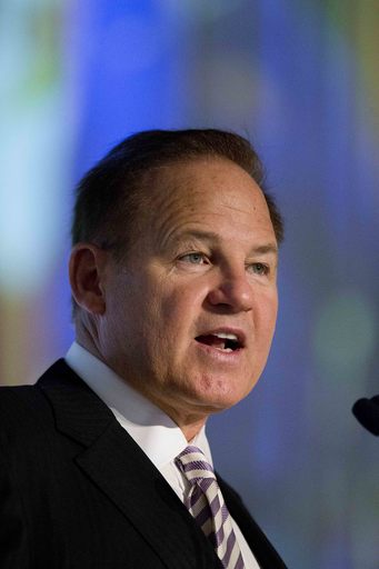 LSU coach Les Miles speaks to the media at the Southeastern Conference NCAA college football media days, Thursday, July 16, 2015, in Hoover, Ala. (AP Photo/Brynn Anderson)