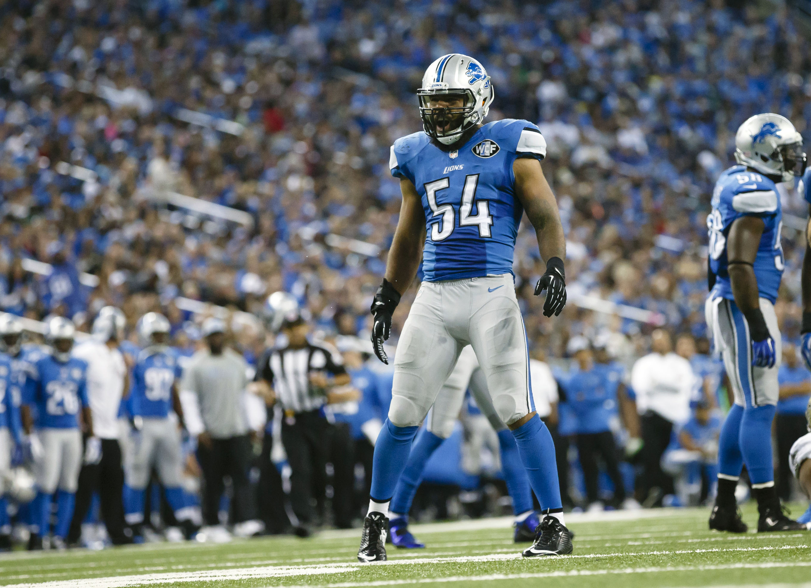 Lions linebacker DeAndre Levy is concerned about NFL players and pain medication. (AP Photo/Rick Osentoski, File)