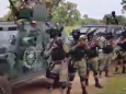 Mexican drug cartel shows off uniformed troops with military weapons and armoured vehicles in video