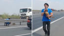 Good Samaritan Rescues Stray Dog Stranded on Busy Highway