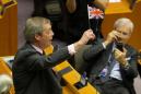 Nigel Farage cut off during final address to European Parliament for waving British flags
