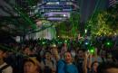Hong Kong protesters produce 'laser show' over arrest of demonstrator shining pointer at police