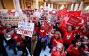 Half of Indiana's school districts close, thousands of teachers demand better pay on Red for Ed Action Day